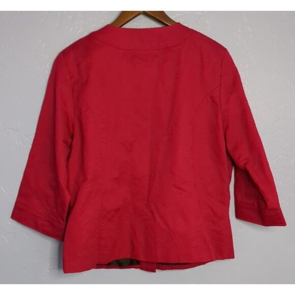 Coldwater Creek Women's 16 Blazer Jacket embroidered Red Business Academia Cotto - Picture 2 of 11